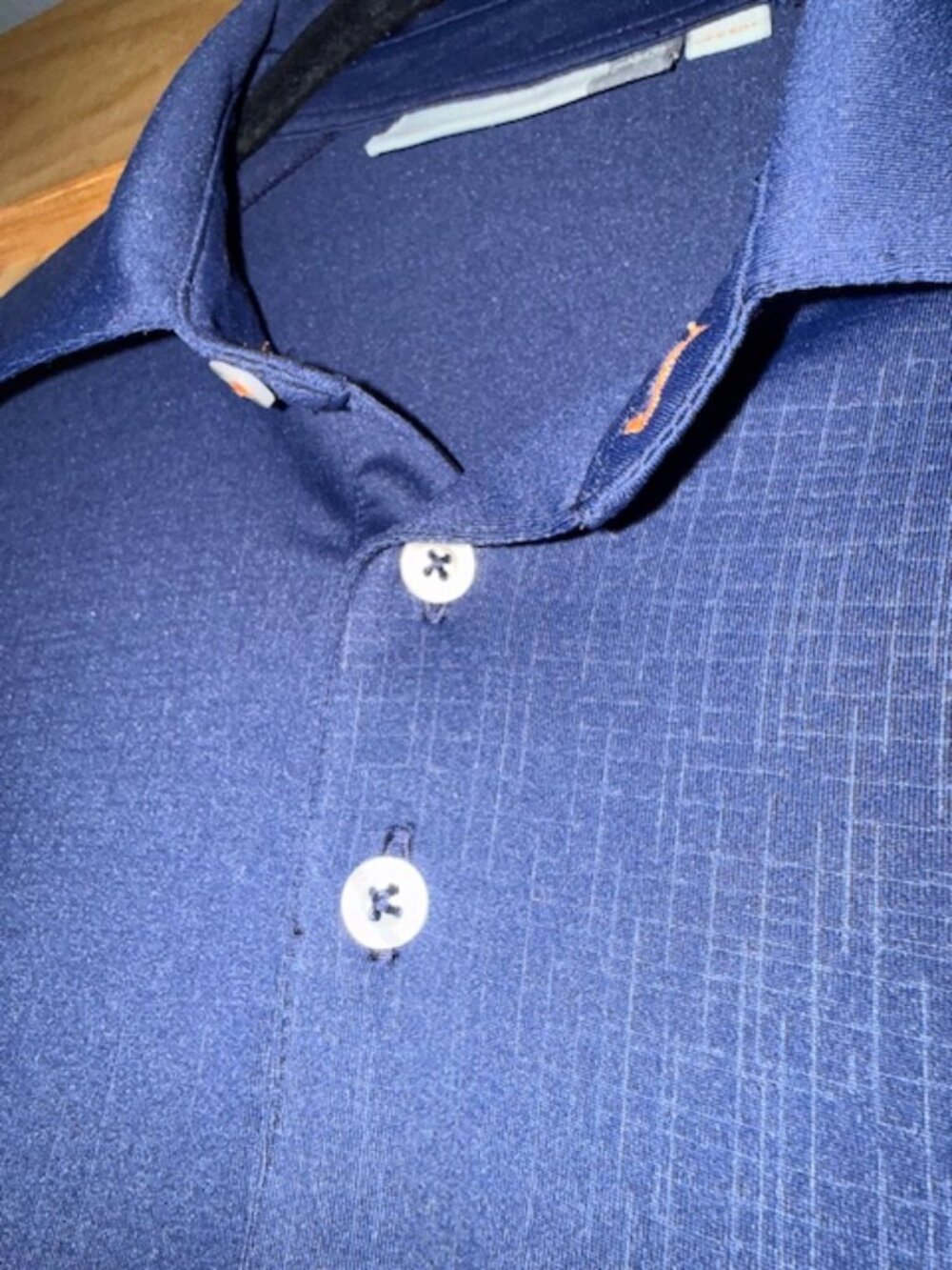 KJUS Motion Emboss Golf Polo Mens L Blue UPF 50+ Performance Stretch Shirt